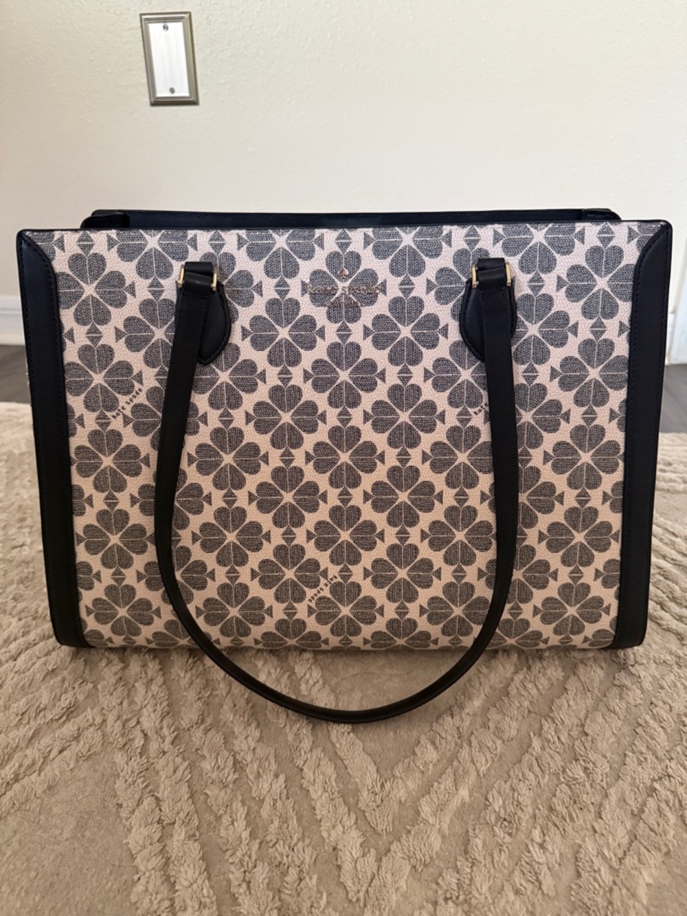 Kate Spade Black and Cream Floral Tote